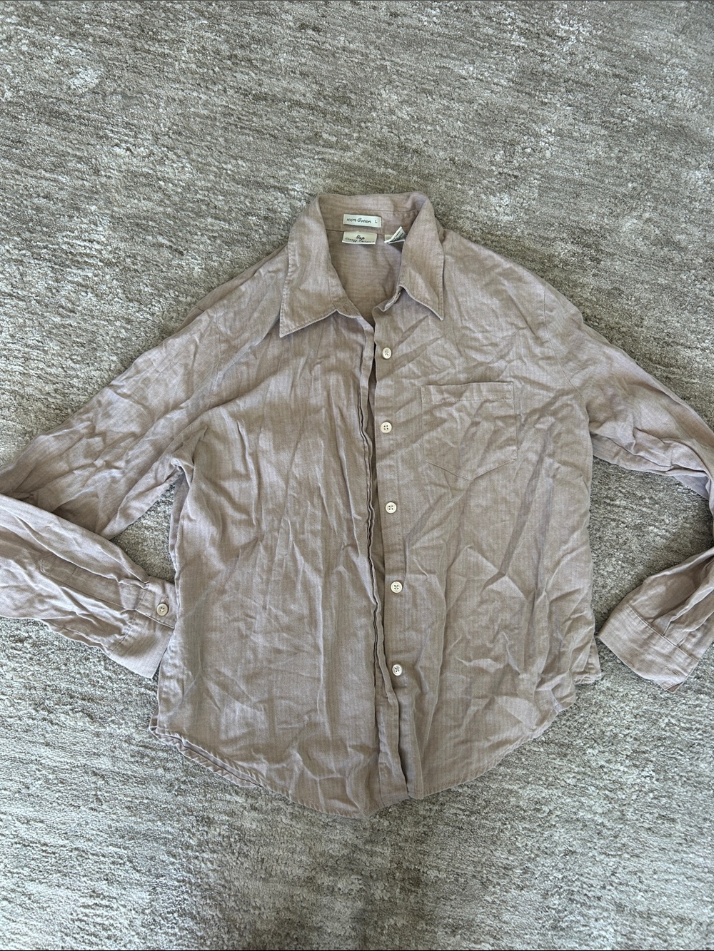 Vintage 100% Cotton Gap Lightweight Button-Down Shirt - Herringbone Taupe